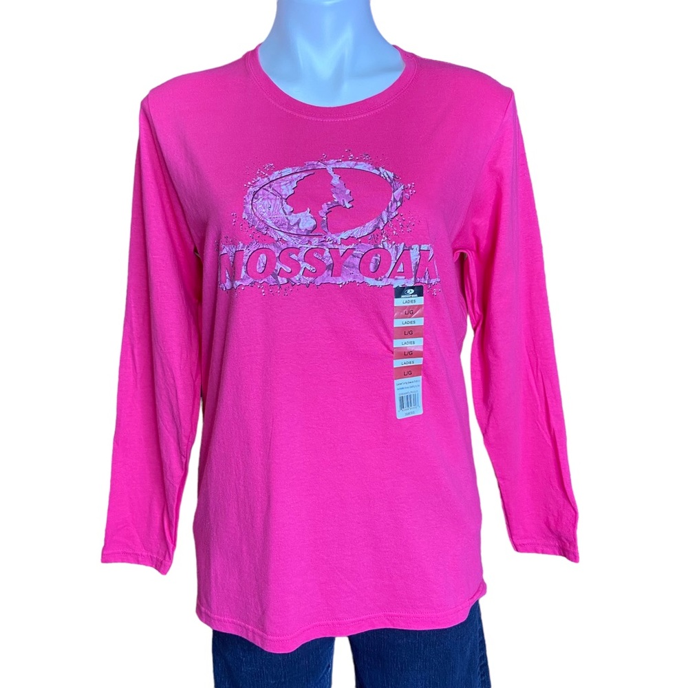 MOSSY OAK Long Sleeve Crewneck Tee Pink NWT Womens Large